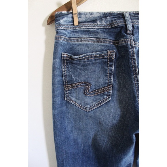 Silver Suki Slim Boot Distressed Jeans 29 8 Preowned - Picture 9 of 10